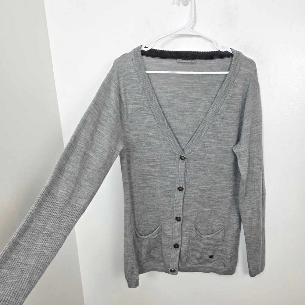 Smartwool Gray 100% Merino Wool V-Neck Lightweight Cardigan Sweater Size L